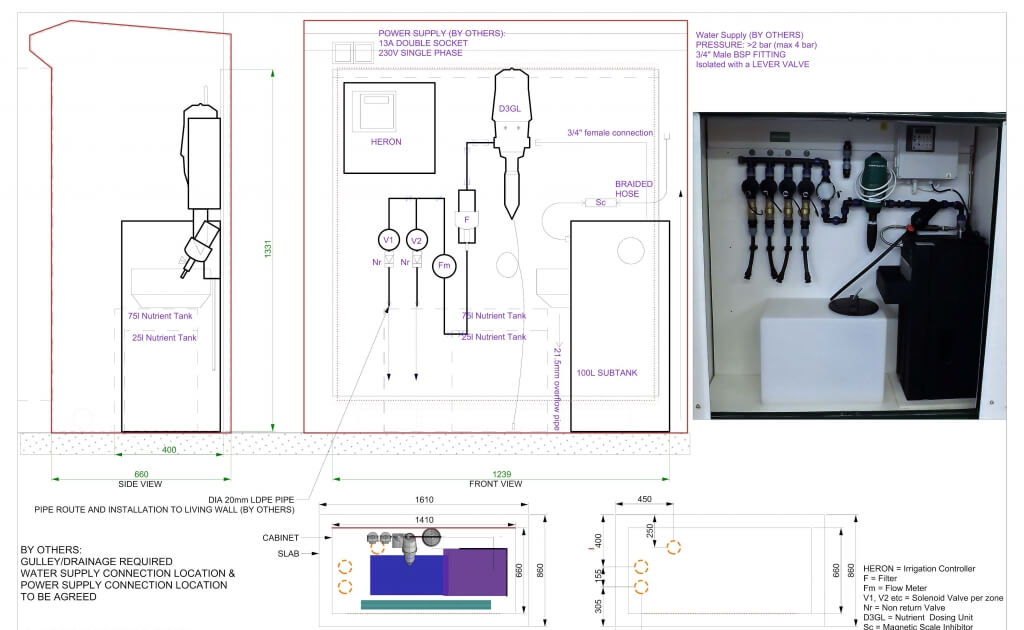 Example of Living Wall Construction Irrigation Drawings