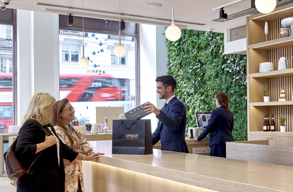 Internal Green Wall inside the smeg shop in central London