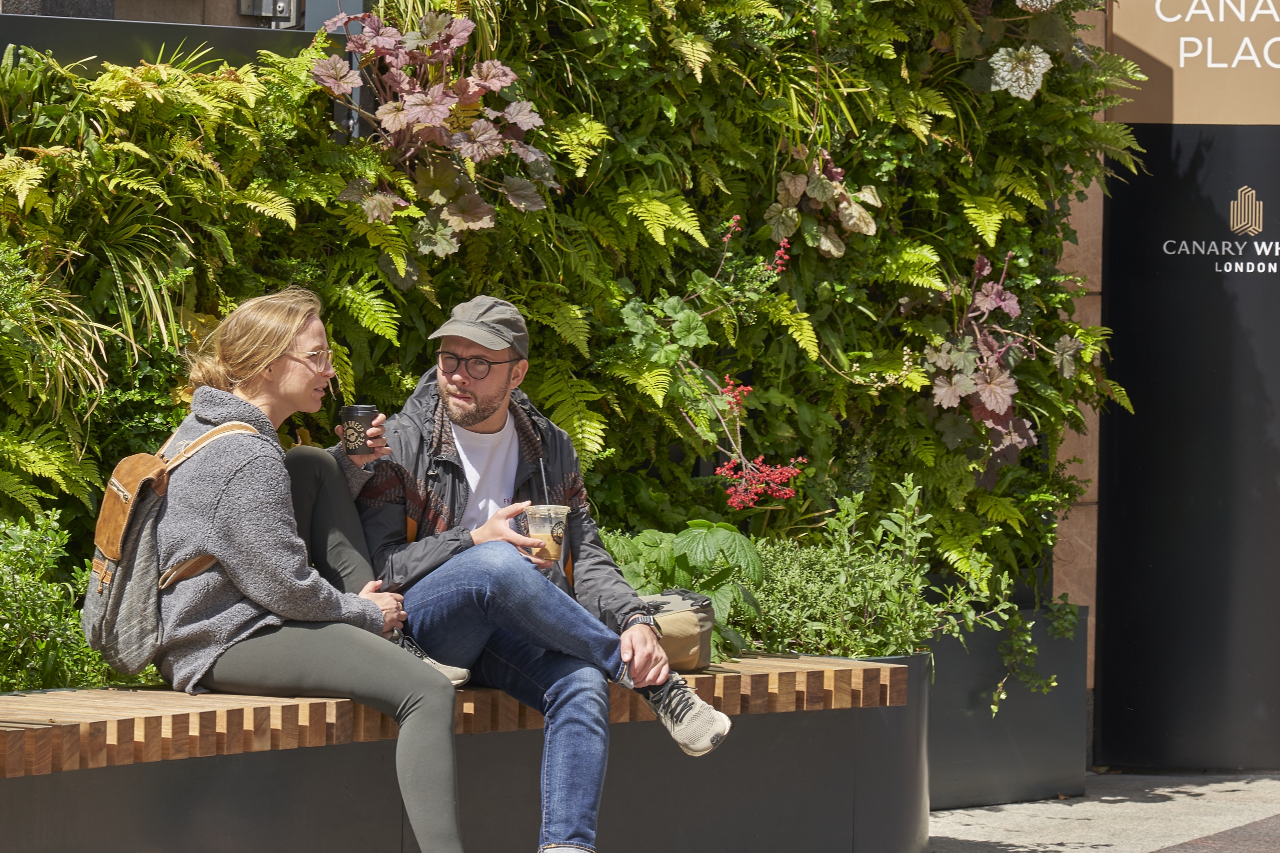 Biotecture, PlantBox living walls, Canary Wharf Estate, Reuters Plaza