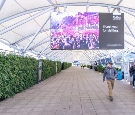 ExCeL Living Wall arrival experience welcoming visitors to the ExCeL centre in London