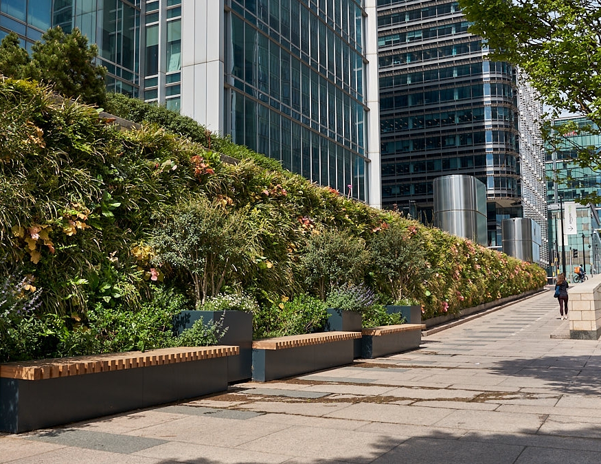PlantBox living walls installed at Canary Wharf, Montgomary Walk