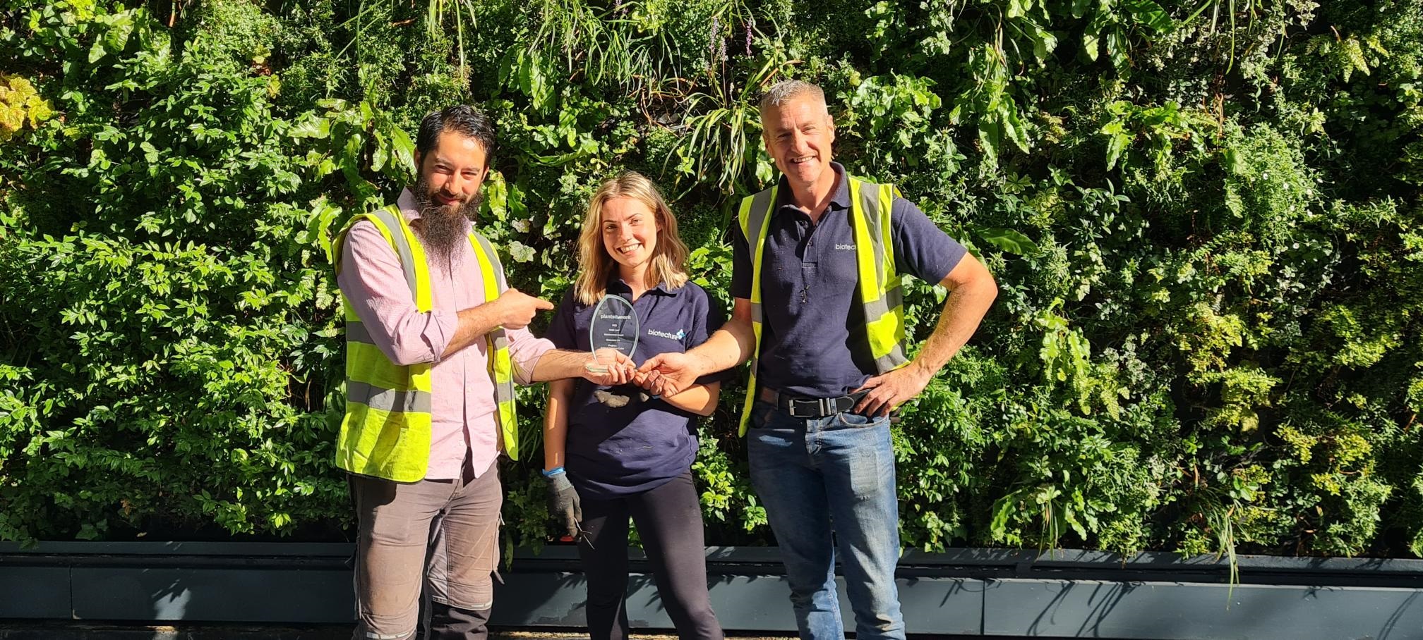 Biotecture Maintenance team awarded three plants@work Gold Leaf Awards 2021