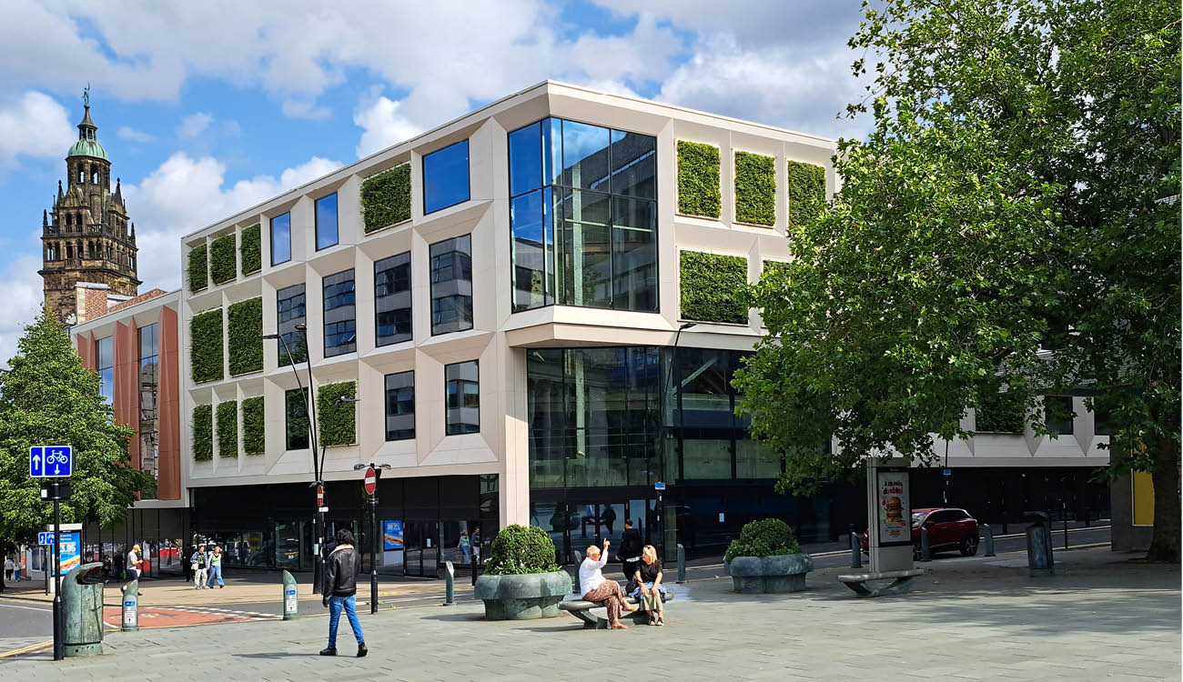 living walls on the newly developed Gaumont Building in Sheffield